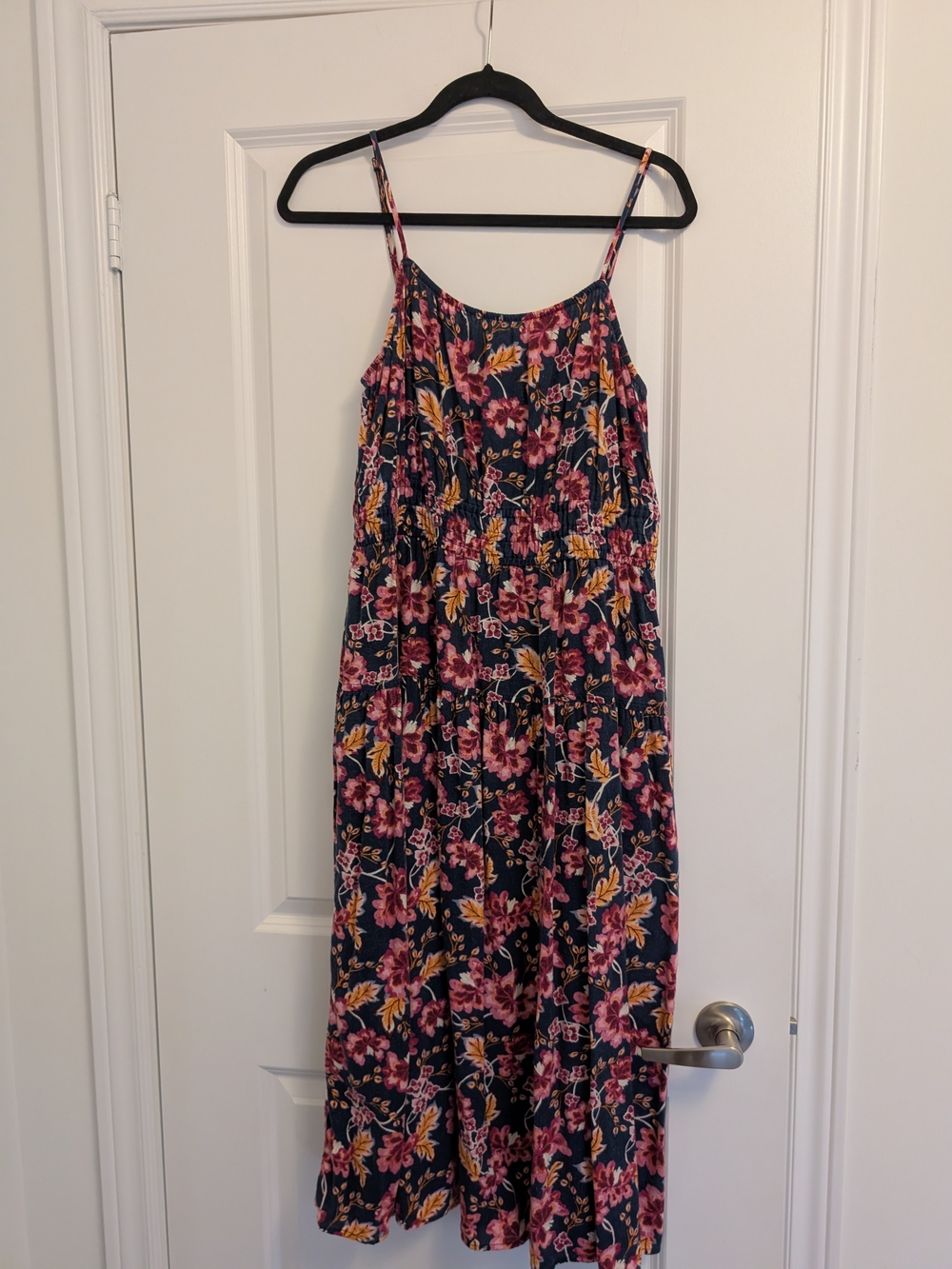 Navy Floral Spaghetti-Strap Dress